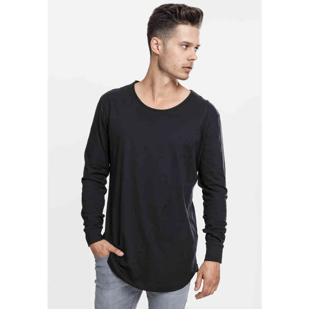 Urban Classics - Long Shaped Fashion Longsleeve shirt - Zwart